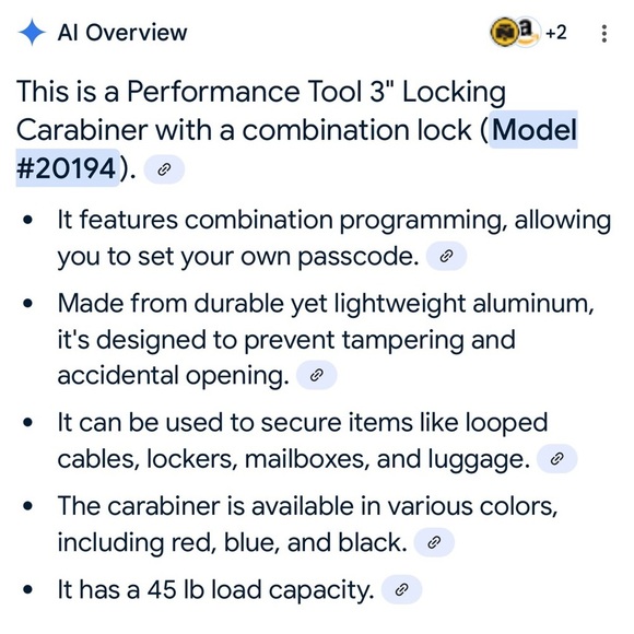 Performance tool Locking Carabiner 3 inch one red & one silver - Picture 3 of 5